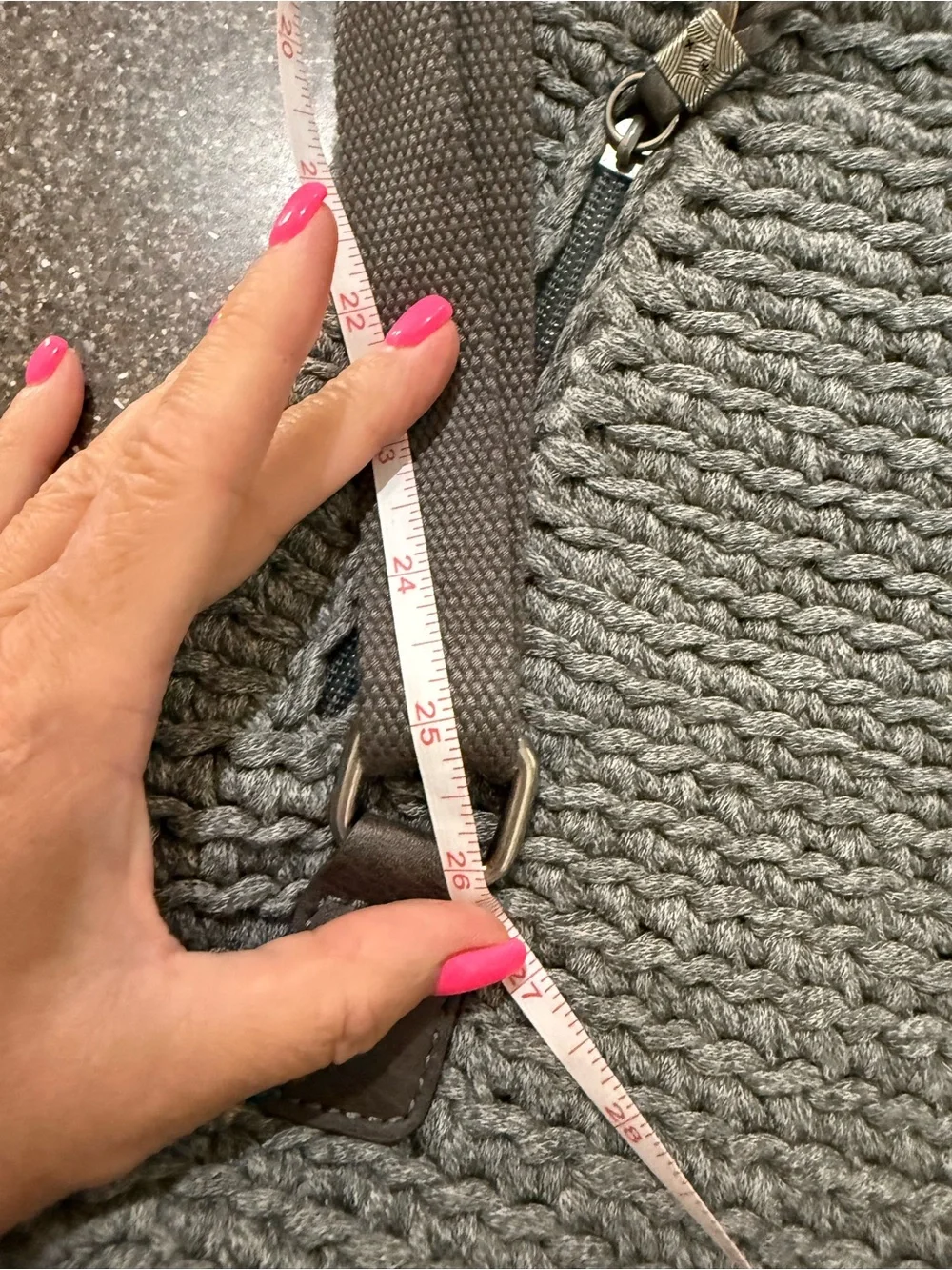 The Sak Gray Knit Backpack with Dark Brown Straps